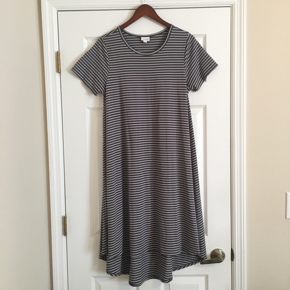 Grey Striped lularoe Carly Swing Dress